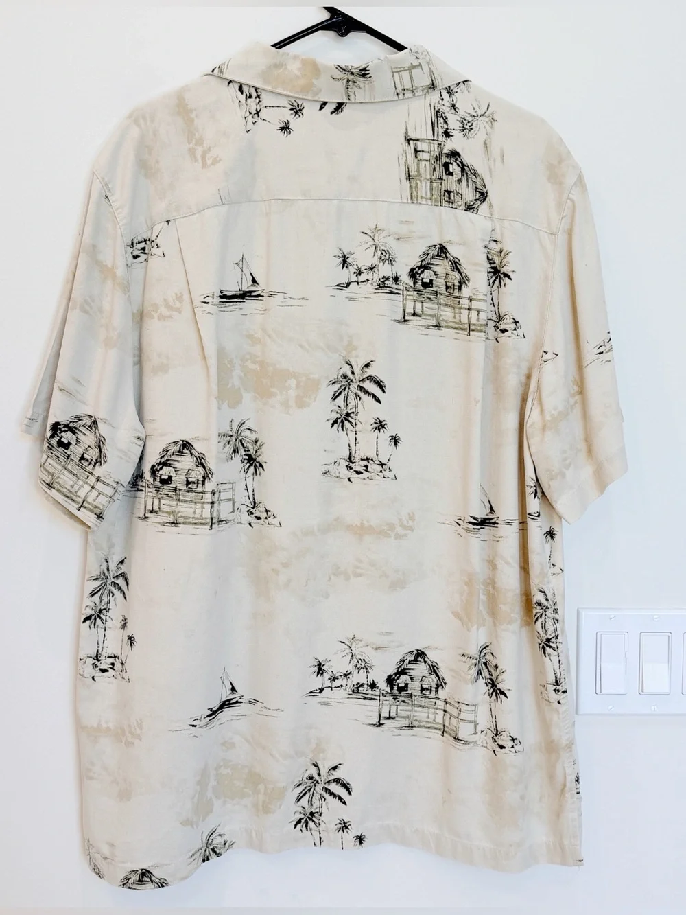 Caribbean Joe Mens XXL 100% Silk Hawaiian Camp Shirt Tropical Beach Aloha